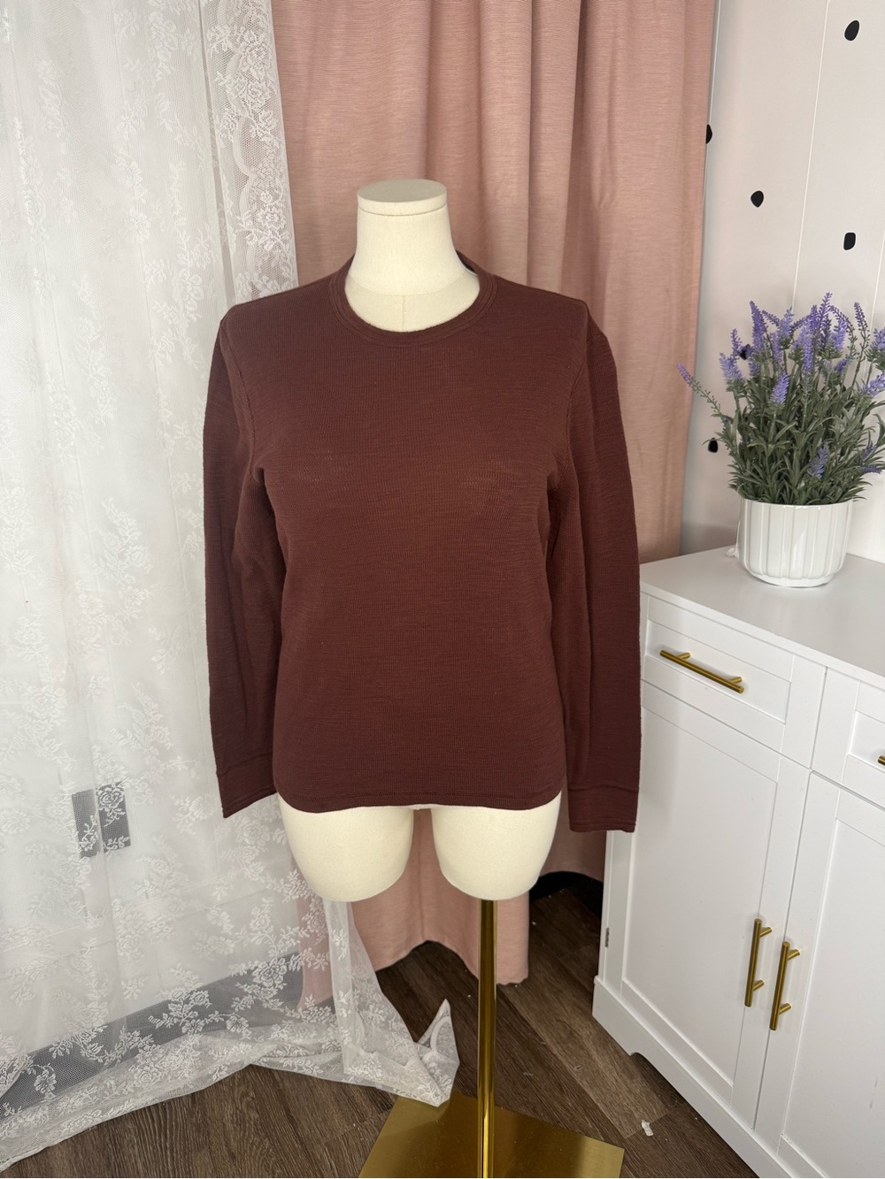 Todd Snyder Classic waffle Crewneck Sweater in Deep Brown NWOT